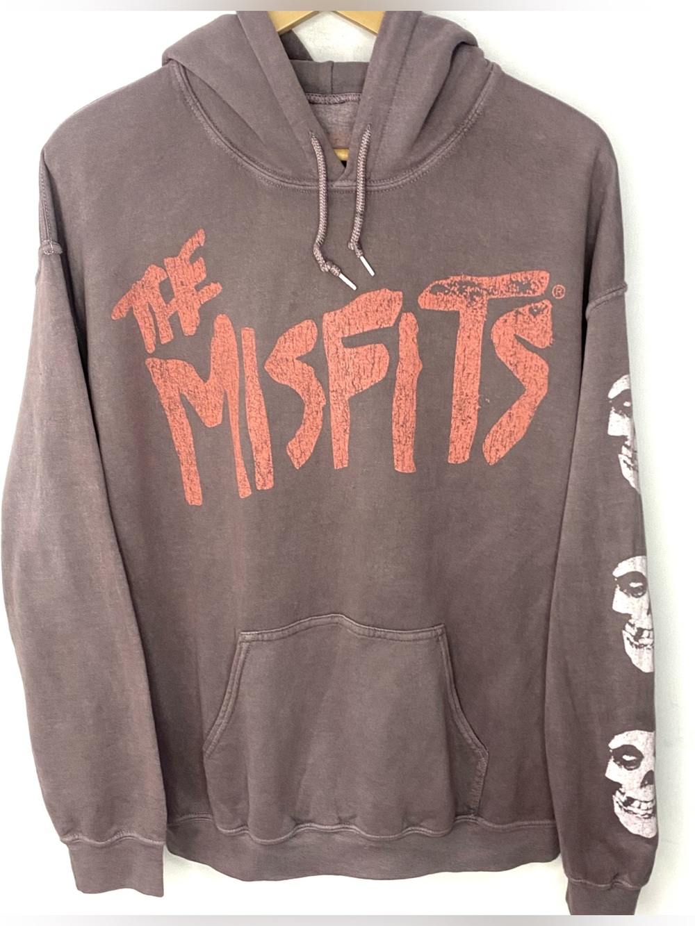 Misfits Punk Rock Band Faded Gray Double Sided Vintage Style Hoodie Sweatshirt M